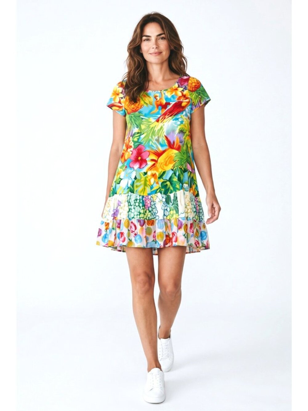 vtg Jams World Womens Dress Blue Garden Rayon Hawaiian USA Hattie L